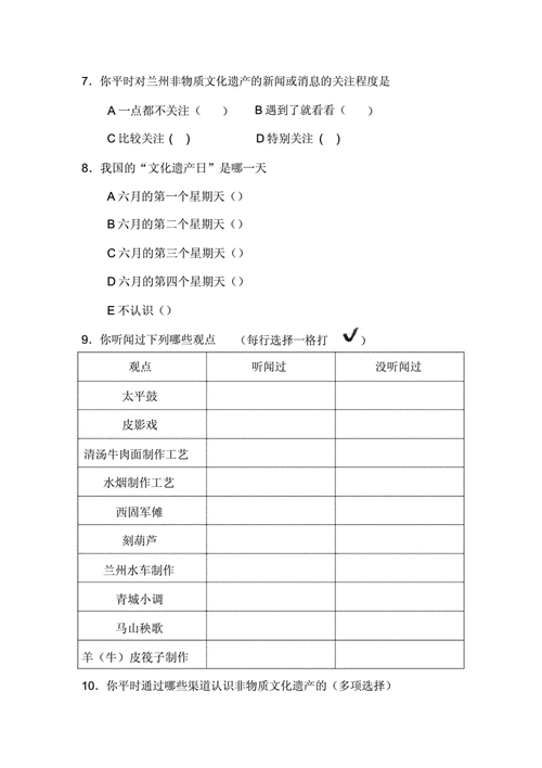 非物质文化遗产了解问卷（非物质文化遗产了解问卷怎么做调查）-第2张图片-八三百科